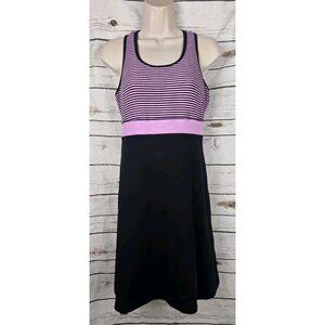 Title Nine Pink Black Striped Dress M Buttah Lt Racer Back Golf Outdoor